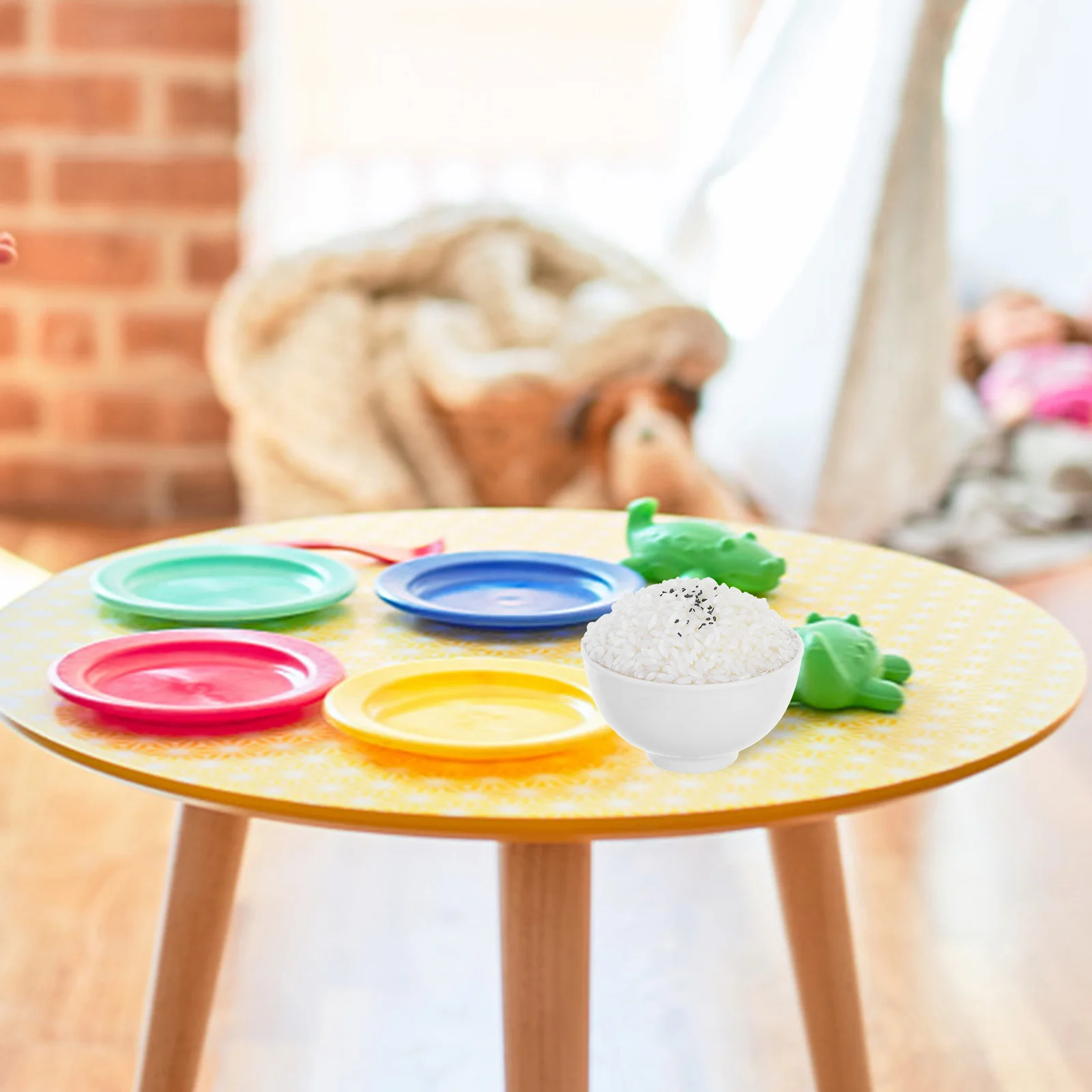 Plastic Cooked Rice Decorative Prop Realistic Artificial Steamed Rice for Photo Prop Food Simulation Home Decor Display