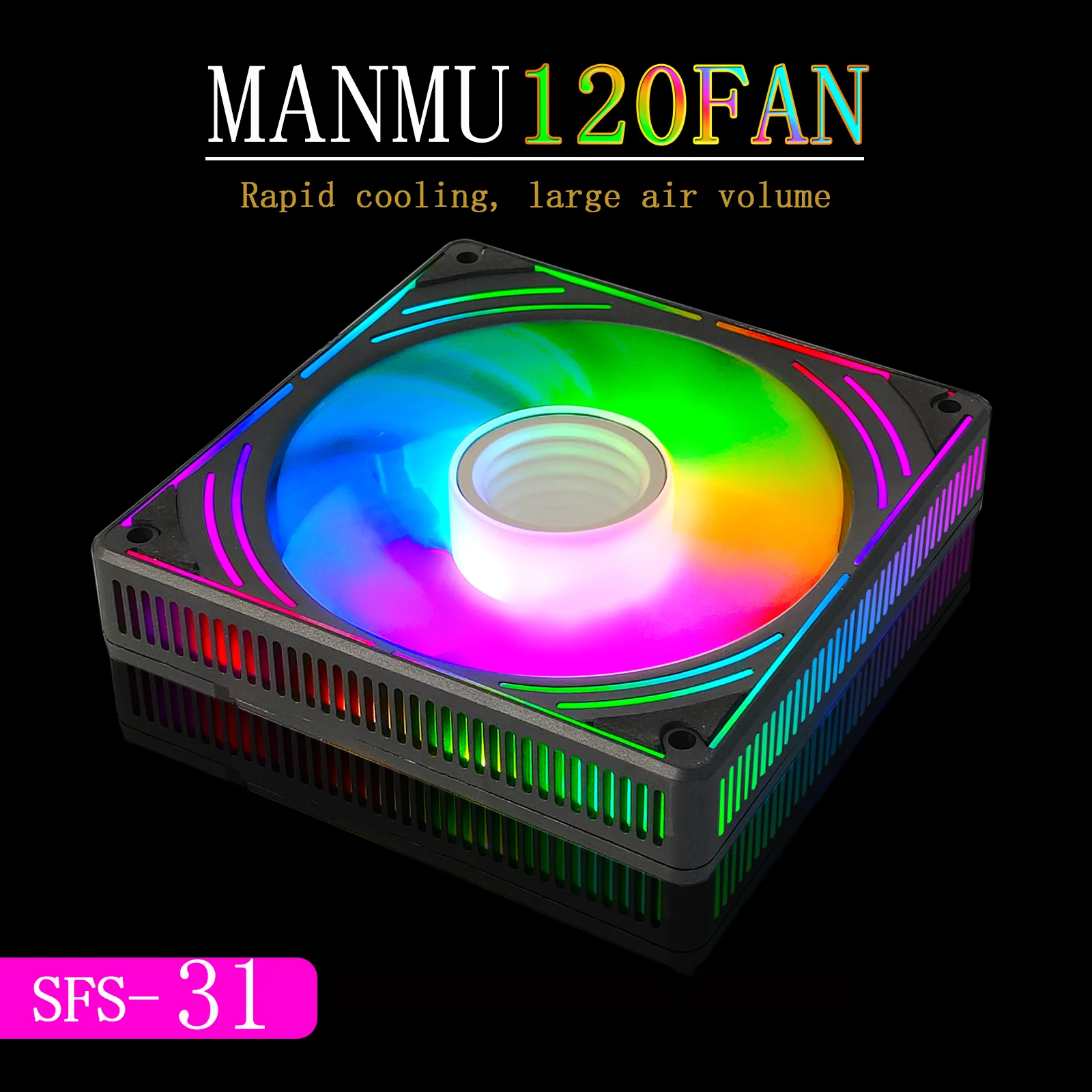

MANMU 120mm Case Fan Rgb Computer Gaming Fan Cooler Fan For Pc Rgb With Mirror For Computer Case