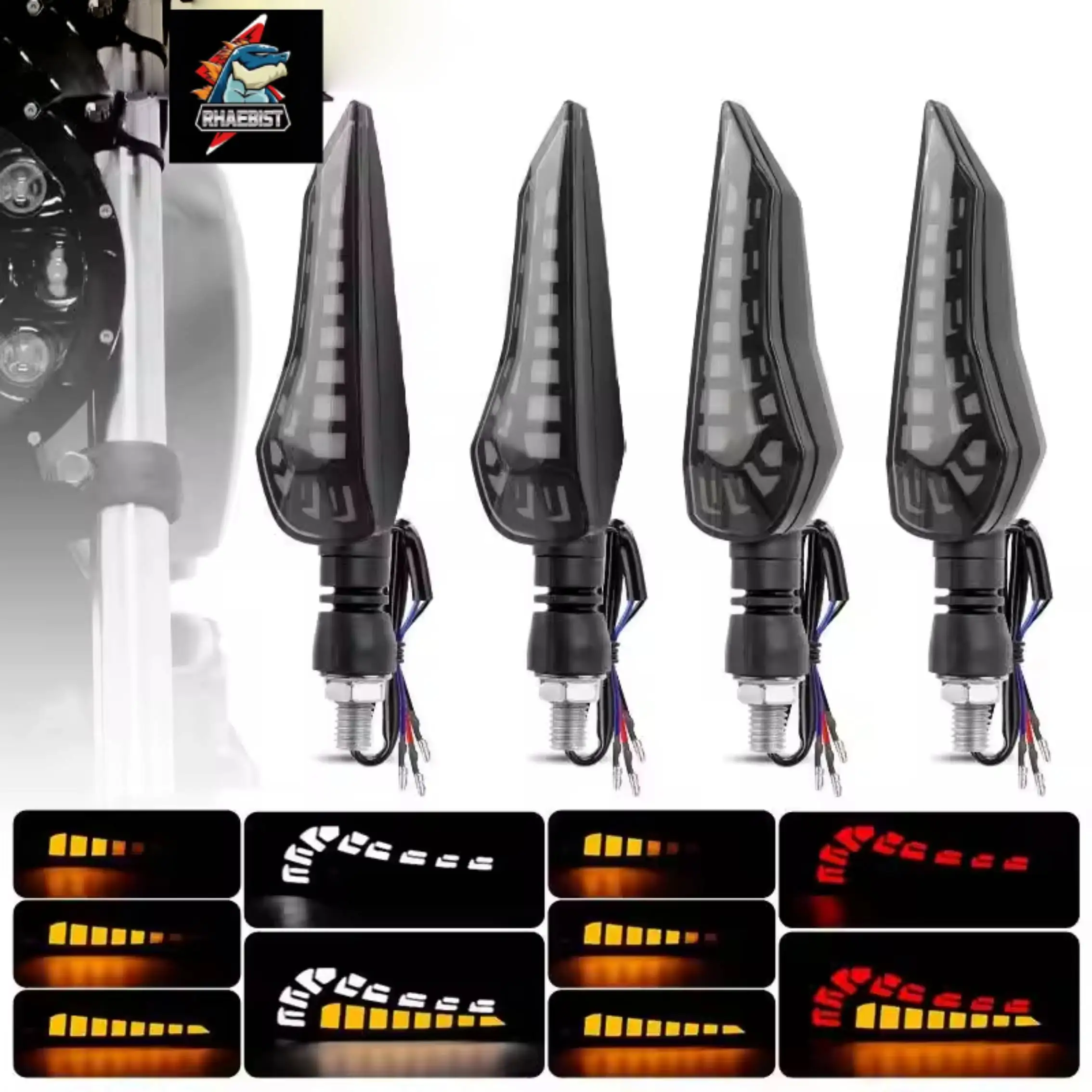 Luz LED de señal de giro de 12V para motocicleta M10, para YAMAHA Honda, indicador direccional secuencial, lámpara de señal de giro, lámpara de freno, luz diurna DRL