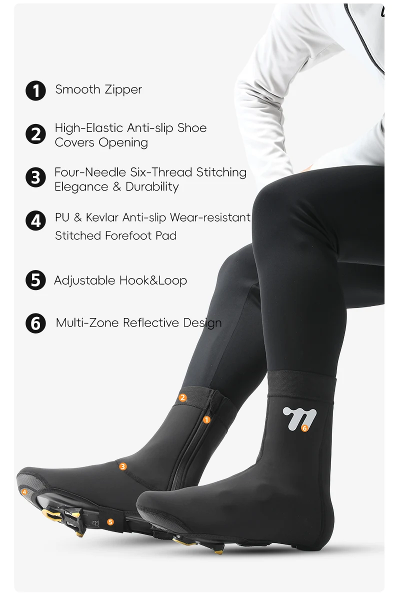 WEST BIKING Winter-Fahrradschuhüberzieher, Thermo-Fleece, winddicht, Neopren-Überschuhe, für kaltes Wetter, Rennrad- und Mountainbike-Ausrüstung – Detail 4
