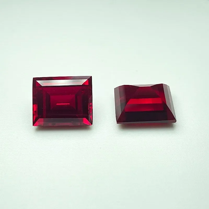 

Lab Grown Ruby Rectangular Cut Pigeon Blood Red Color DIY Charms Jewelry Making Main Materials Selectable Certificate