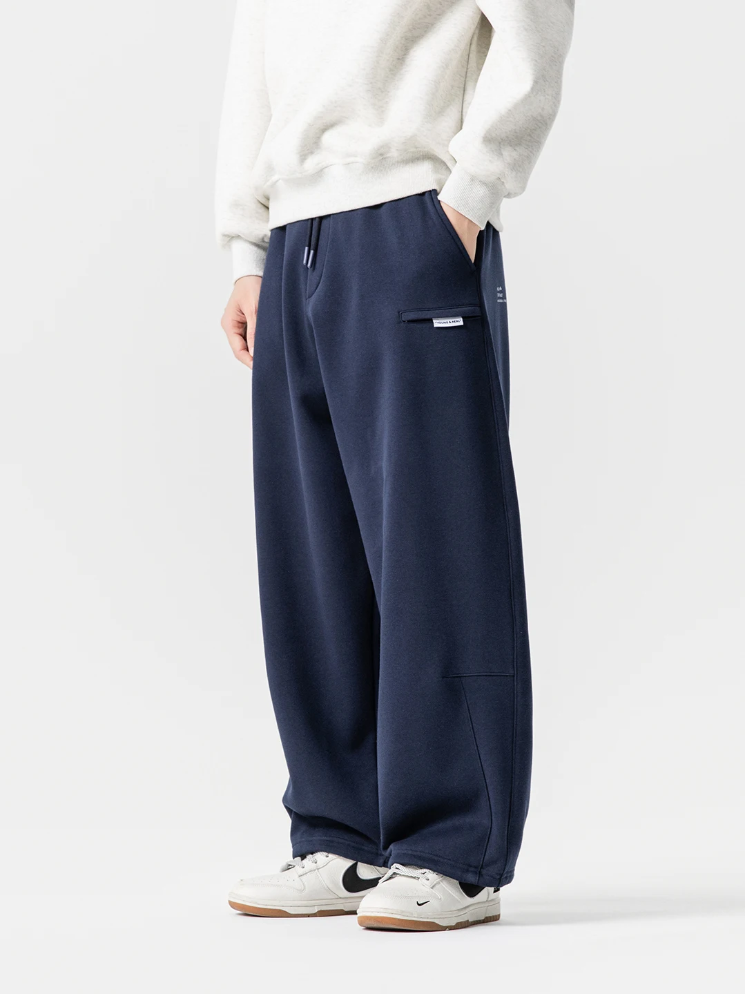 

Men's Winter Thiened Fce Lined Wide Leg Pants Loose Fit Sports Casual Long Trousers Trendy Brand Cotton Polyester Blend