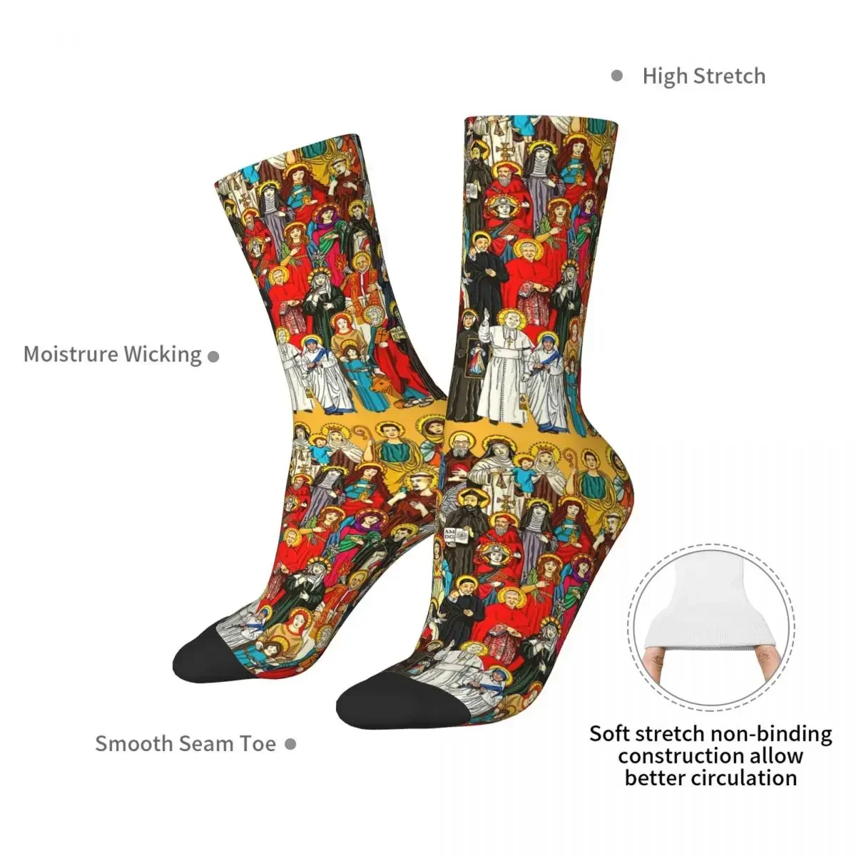 Saints, All Saints, Catholic Saints Socks Harajuku High Quality Stockings All Season Long Socks for Man's Woman's Gifts