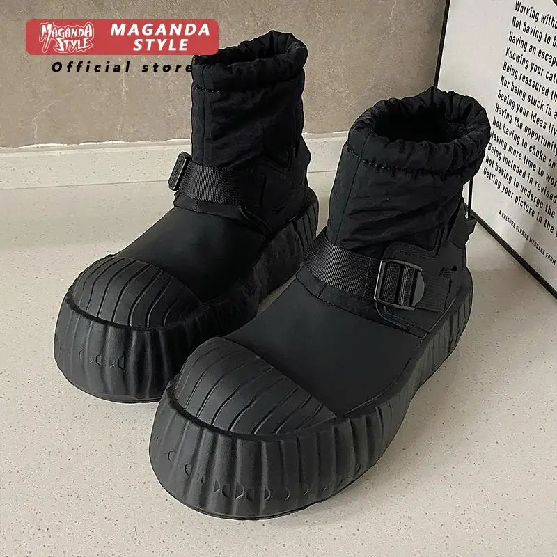 

Winter snow boots for men with plush insulation and anti slip thick soled bread shoes slip in outdoor high top cotton shoes