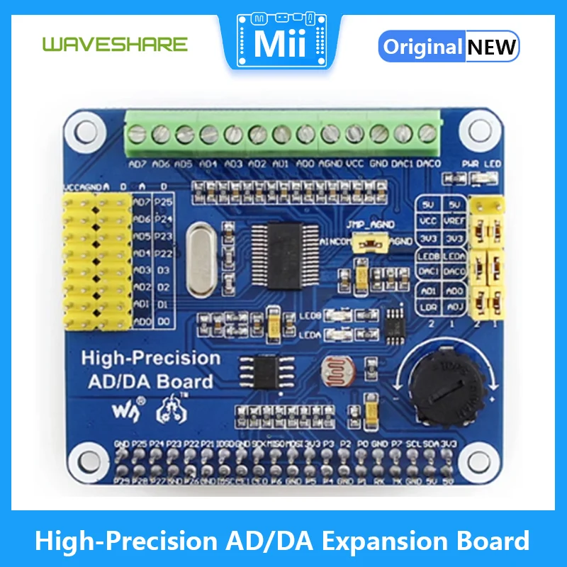 

Waveshare High-Precision AD/DA Expansion Board ADS1256 DAC8552 on board Supports Raspberry Pi 3B+/3B/ 2B / A+ /B+