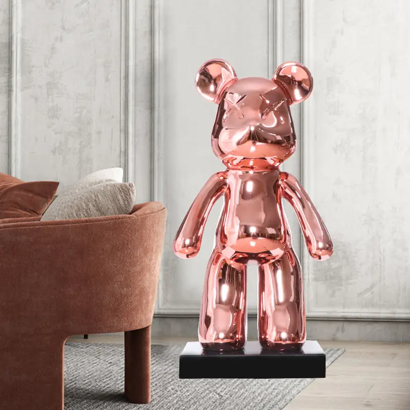 Home Decor Creative Vitality Bear Statue Large Floor Decor Living Room Cartoon Animal Sculpture Art Ornaments Housewarming Gifts