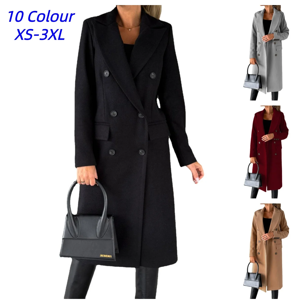 Casual Woolen Coat for Women Long Sleeve Streetwear Retro Fashion Jackets Button Turn Down Collar 2026 New Classic Winter Coats