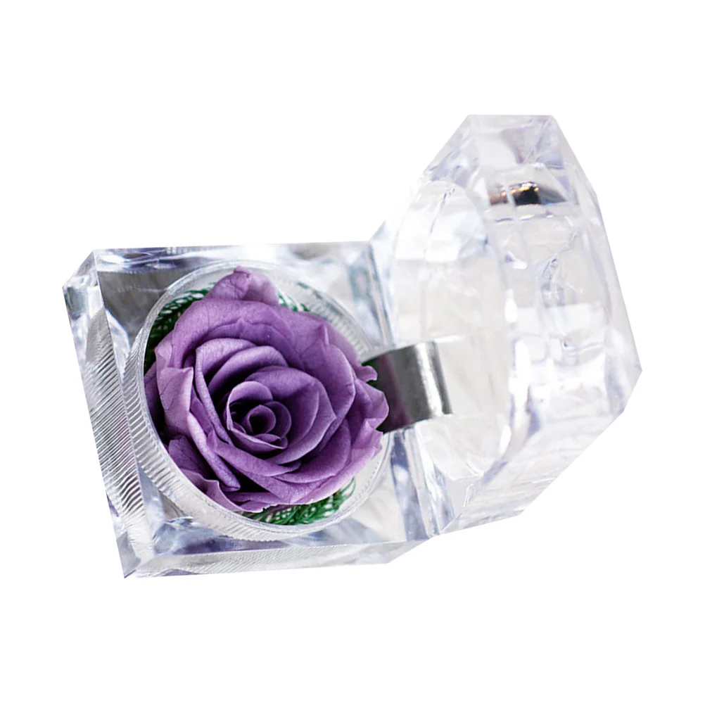 

Eternal Flower in Acrylic Box Preserved Rose Keepsake Romantic Decoration for Living Room Bedroom Office Wedding Party Gift