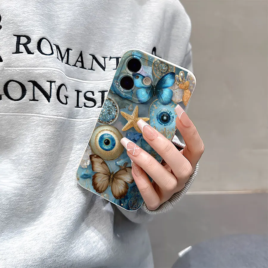 Capa de telefone macia TPU fosco Angel Eye, compatível com proteção Plus360 graus para iPhone 17 a 11 Pro Max