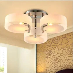 Lustres Brief Home Deco Living Room Circle Acrylic shade Ceiling Light Modern DIY Bedroom 3*E27 Bulb chrome iron LED lighting