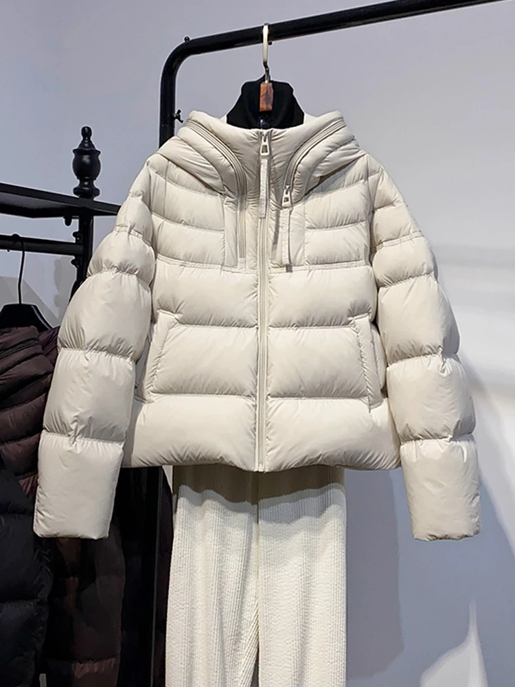 

Women's Short Thickened Hooded down Cotton Jacket Winter Fashion Casual Loose Style Commute Korean Version Straight Tube