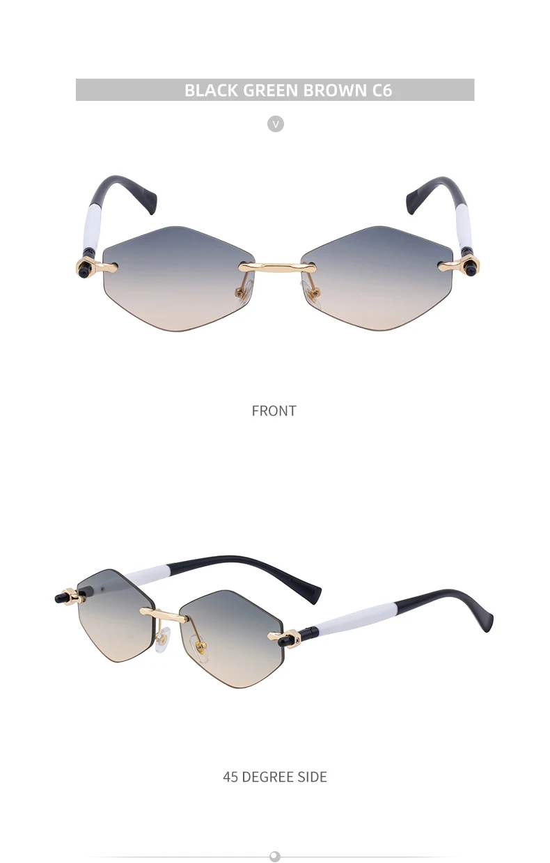 Randlose Polygon-Sonnenbrille für Damen 2026 Luxusmarke Mode Retro Sonnenbrillen Punk Sechseckige Brillen für Damen UV400 Outdoor-Sonnenbrillen – Detail 23