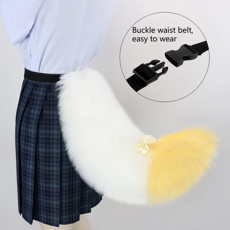 60cm Plush Animal Tail Wolf Fox Cat Tail with Adjustable Belt Cosplay Accessories Role Play Party Props Furry Fluffy Dog Tail