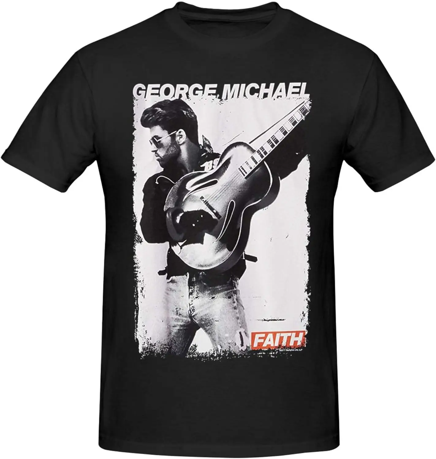 Camisetas de George Music Michael para hombre, camisa informal de manga corta con cuello redondo de algodón de verano, camisetas Unisex negras