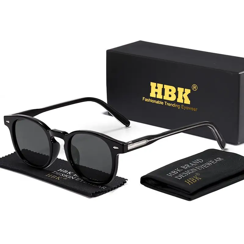 

HBK Retro Men's Fashion Polarized Sunglasses High-Quality Tr-90 Frame Vintage Sun Glasses Women's Travel Party Eyeglasses