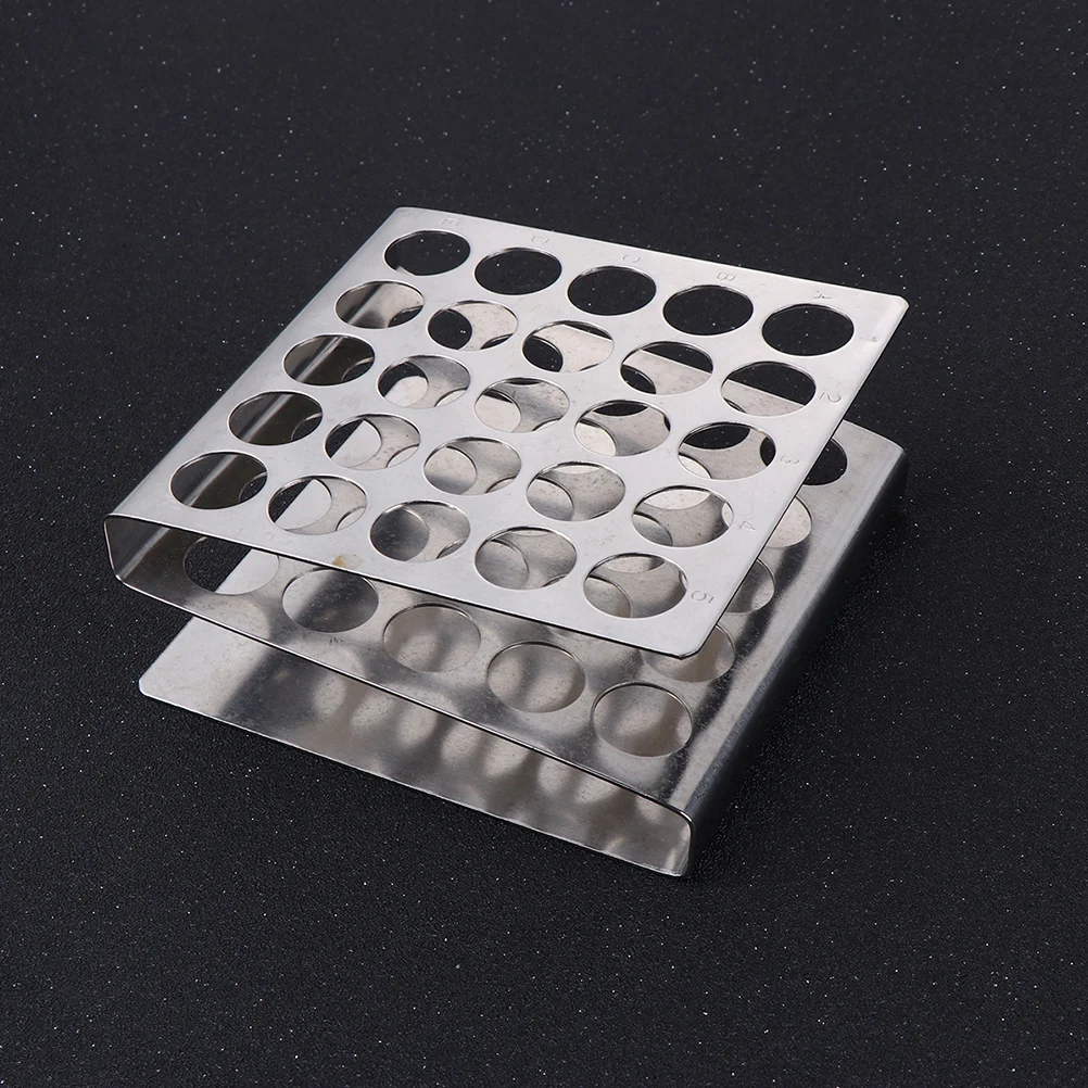 Organizer Stainless Steel Test Tube Rack Laboratory 25-holes Stand Metal Holder