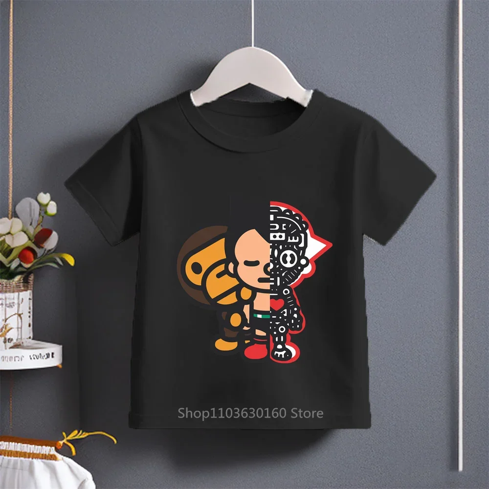 2024 Summer Astro Boy Cartoon Graphic Tee Boys Girls Cotton Fashionable Trendy Short Sleeve Kids Clothing