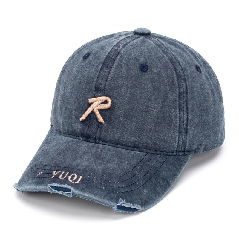 Neutral Retro Baseball Cap - Embroidered R&YUQI, Washed, Casual All-Season Outdoor Adjustable Duckbill Cap