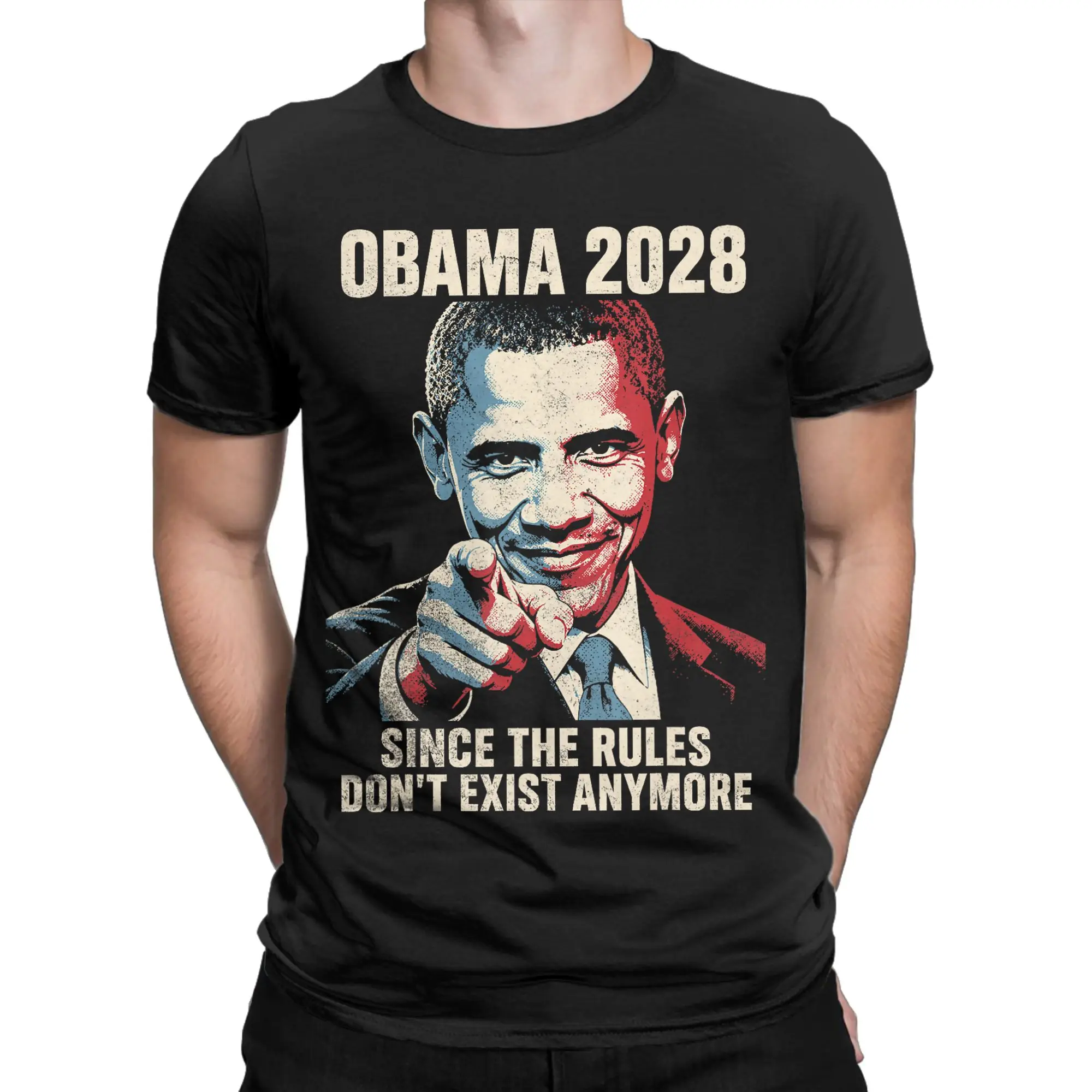 Streetwear T Shirt Obama 2028 Since Rules Don't Exist Anymore Pure Cotton T Shirts Tee Shirt for Men Summer Short Sleeve Tops