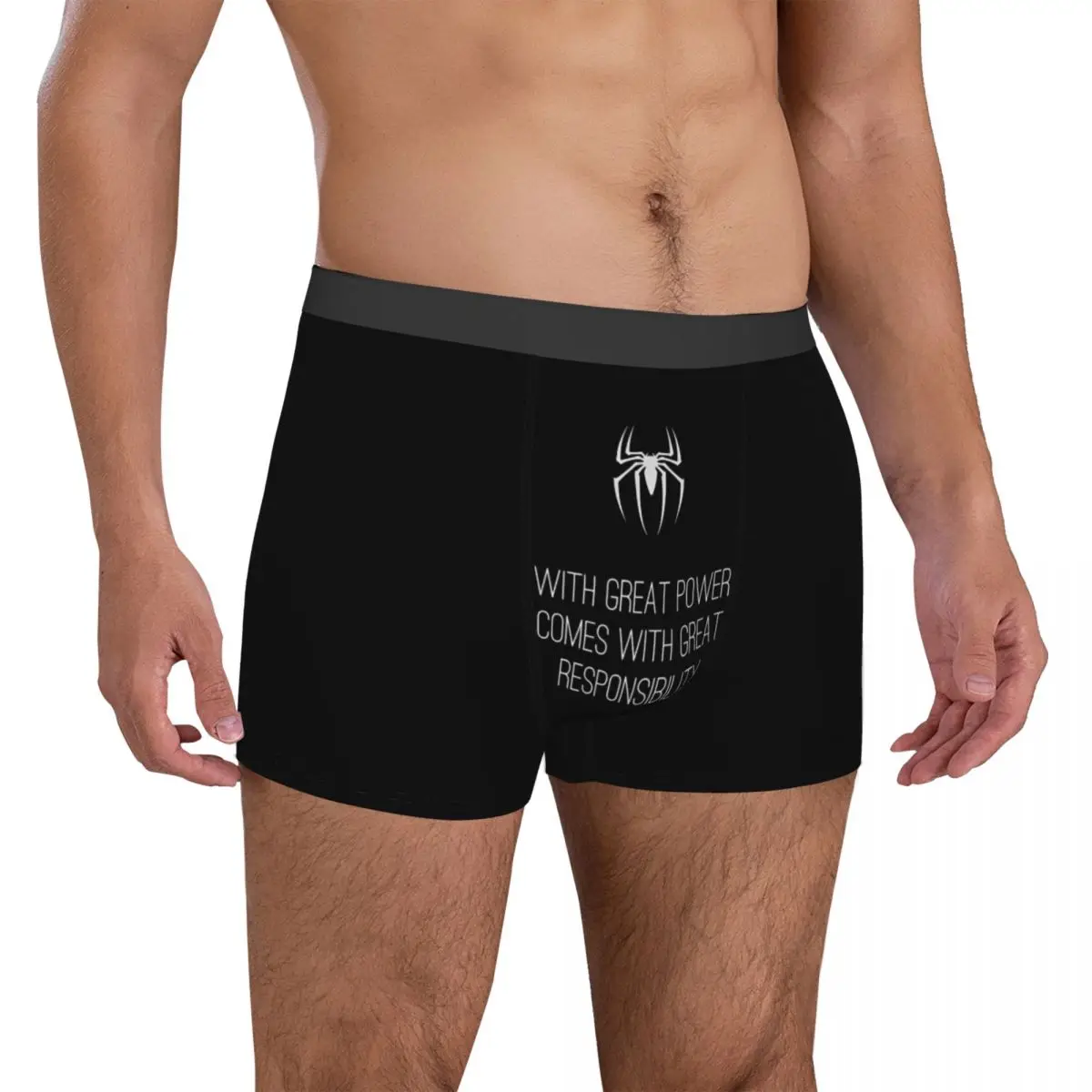 Spider Man With Great Power Shorts Briefs Underwear Trenky Male Sexy Soft Boxershorts Custom DIY Large Size Panties