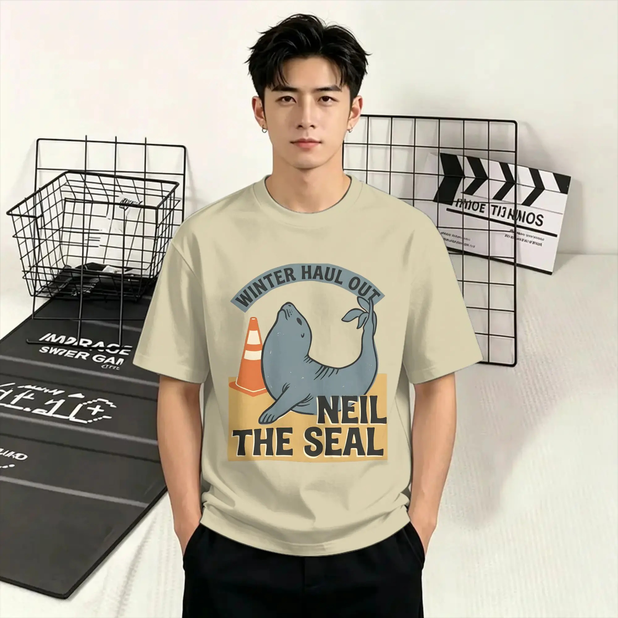 Funny Neil the Seal  T-Shirts Men Round Collar 100% Cotton T Shirts  Short Sleeve Tee Shirt Adult Tops