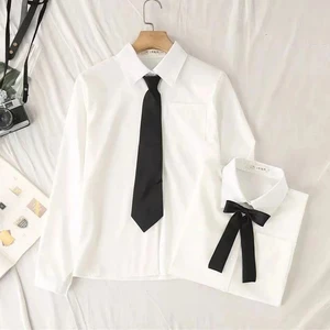 Camisas escolares de manga comprida para mulheres, tops de gravata Harajuku para senhoras, camisas brancas para meninas, estilo formal, moda japonesa, JK 10 principais vendas blusa de escola - №7