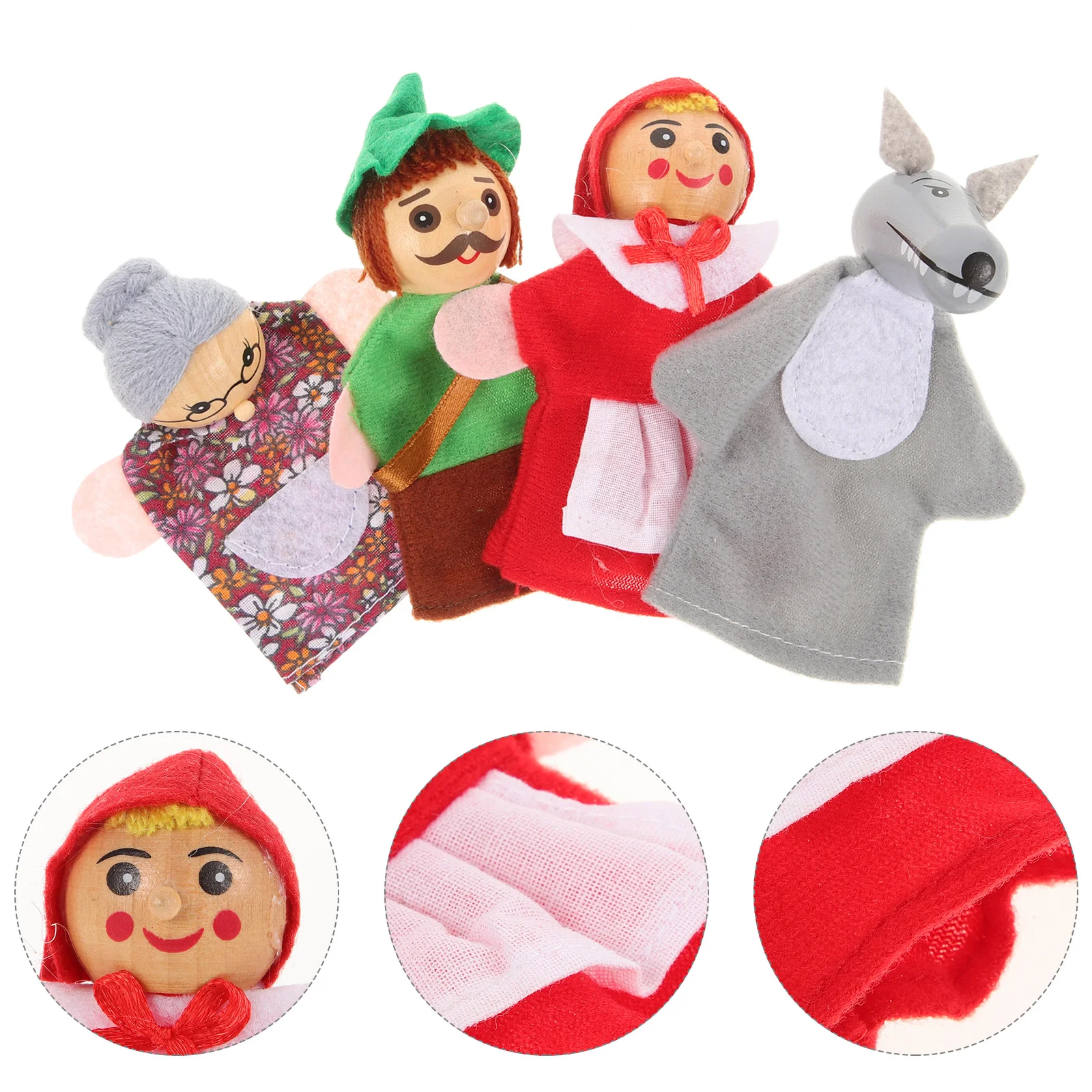 4-teiliges Tier-Fingerpuppen-Set aus Holz für Kinder und Kleinkinder, Geschichtenerzählen, Spielzeug, niedliches Cartoon-Handpuppen-Set für Kinderspiele, Partys, Geschenke