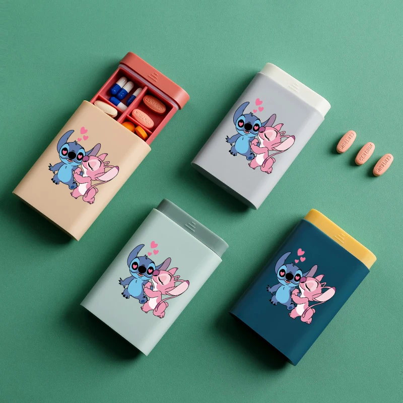 Kawaii Stitch Pill Box Mini Pill Organizer Travel Essentials 6 Grids Medicine Pill Case Medicine Cartoon Medication Dropshiping