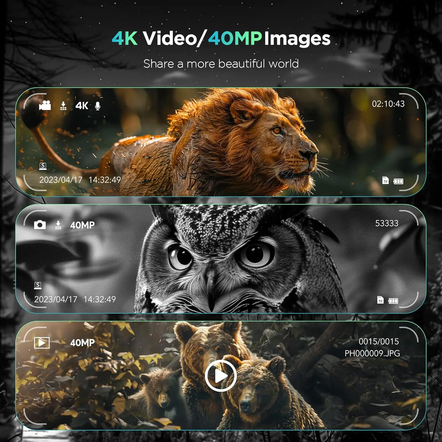 大人用4Kナイトビジョンゴーグル、2000FT赤外線ナイトビジョン双眼鏡、64GBカード付き、タクティカルライト、8Xデジタルズーム·ホット