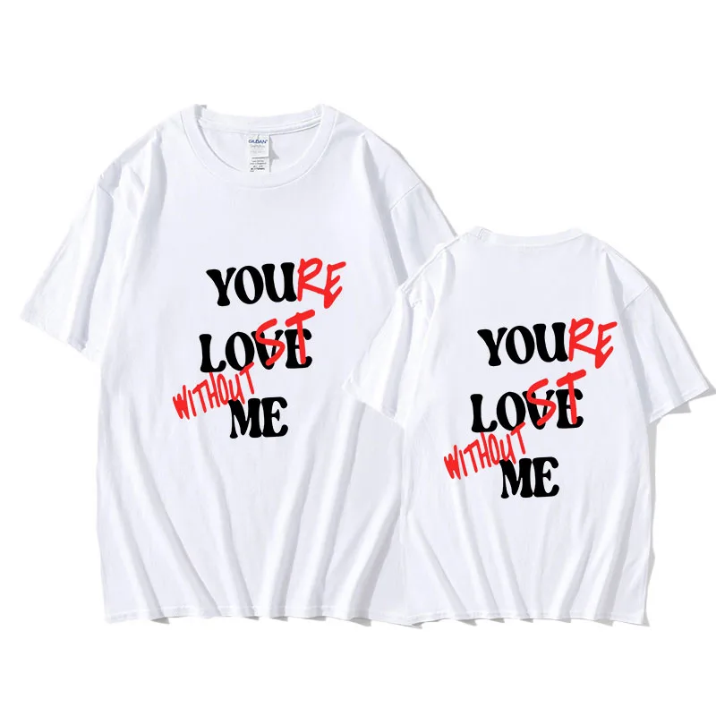 You Love Me Letter Printed T-shirt Summer Women/Men Short Sleeve 100% Cotton Clothing Loose T Shirts Vintage Casual Tee-shirts image 2