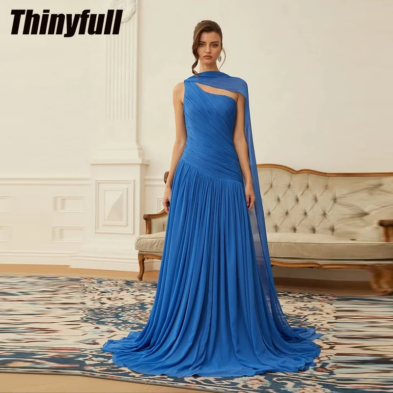 Thinyfull A-line Chiffon Prom Dress Sleeveless Holiday Style Dress فساتين 2026 Long Formal Gown Robe De Soirée Customized