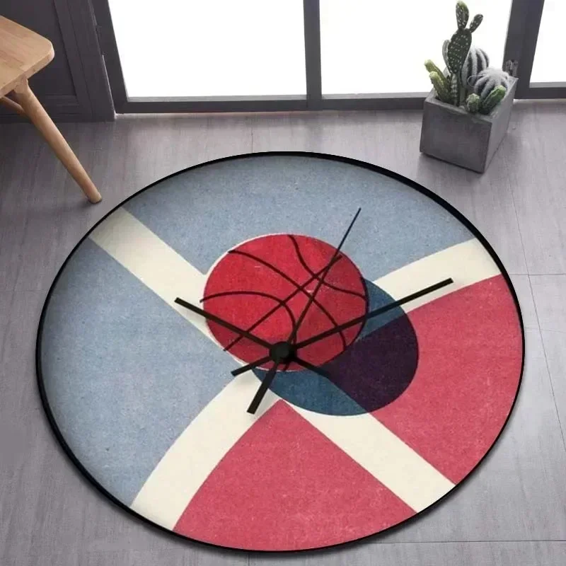 Round Rug – Soft Non-Slip Mat with Game Room Print for Living Room, Bedroom & Gaming Chair Area