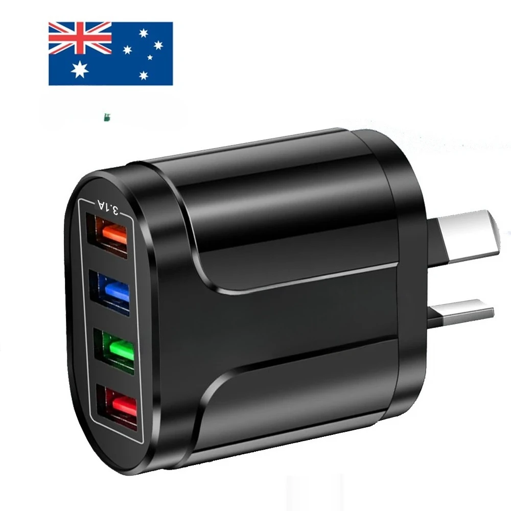 USB Fast Charger AU Plug Quick Charger Mobile 3.1A Multiple 4 Ports USB Travel Adapter Wall Charger