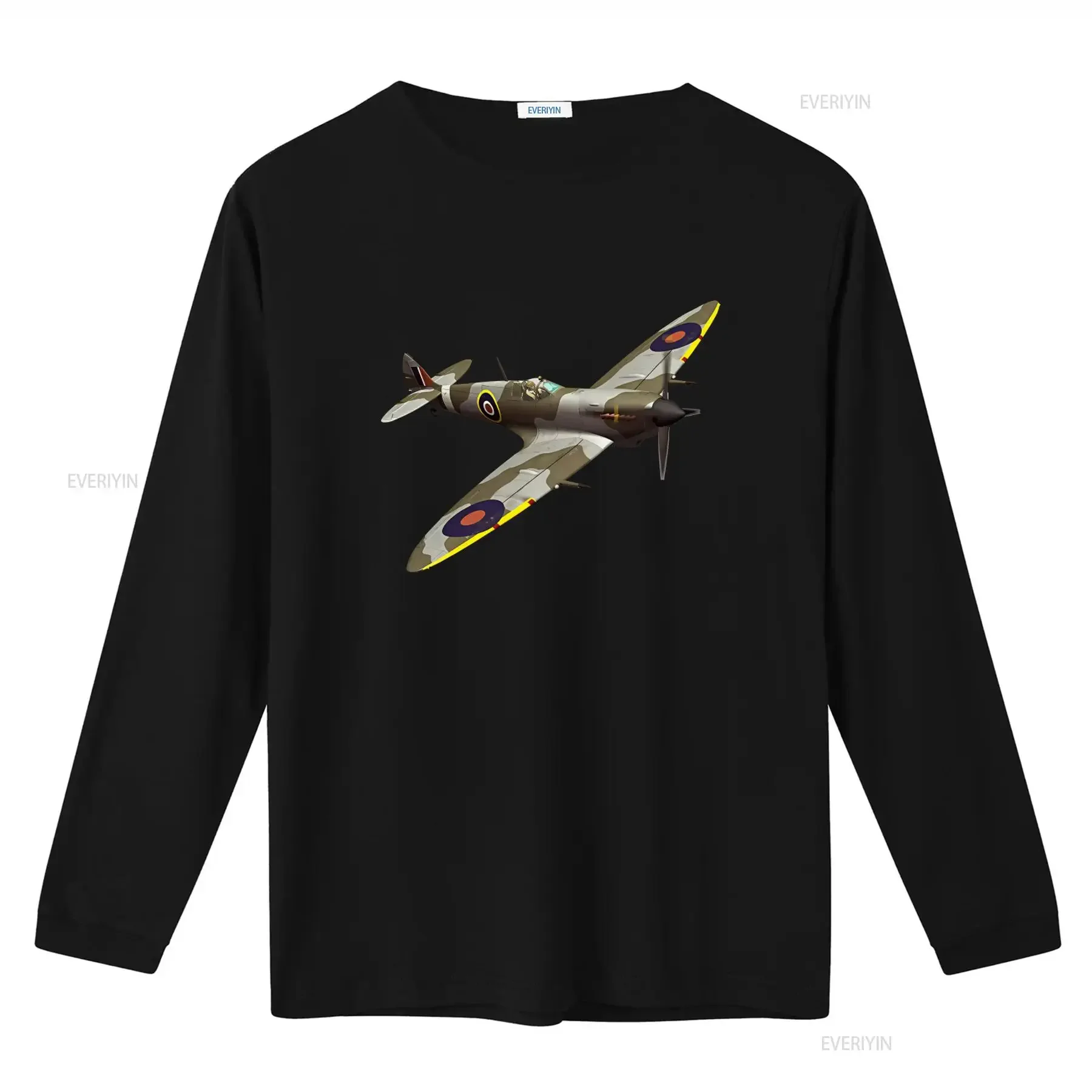 Vintage Supermarine Spitfire Flying Solo Men's Cotton T Shirt Retro Military Aviation Design Comfortable Fit Perfect for