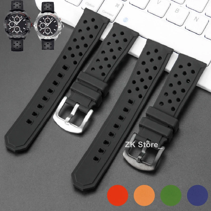 Rubber Silicone Straps for Tag Heuer Racing F1 Watch Replacment Band Waterproof Breathable Bracelet Belt for Men 22mm Watchband