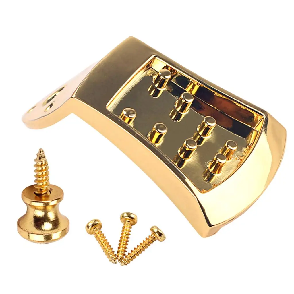 Gold 8 Strings Mandolin Tailpiece with Screws Strap Buttons Parts