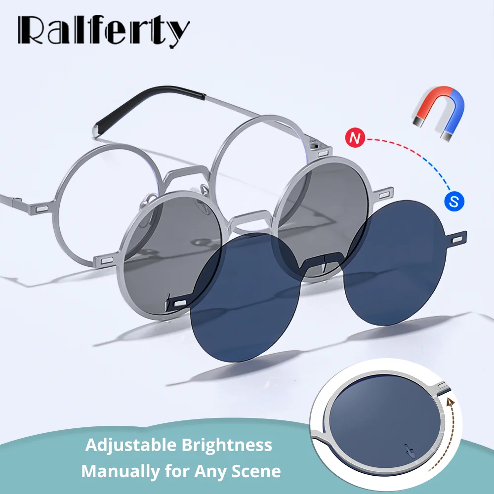 Magnetic Sunglasses Adjustable ND Lens Polarized 3 IN 1 Clip-On Over Prescription Glasses Men Women Vintage Shades for Driving
