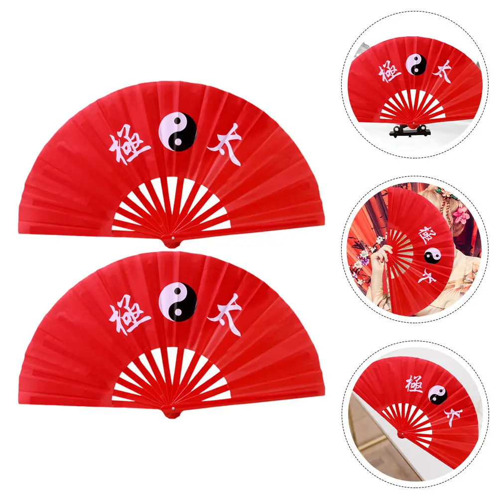 2 Pcs Chinese Style Fans Hand for Women Foldable Decor Kung Fu Embroidery Folding Adornment