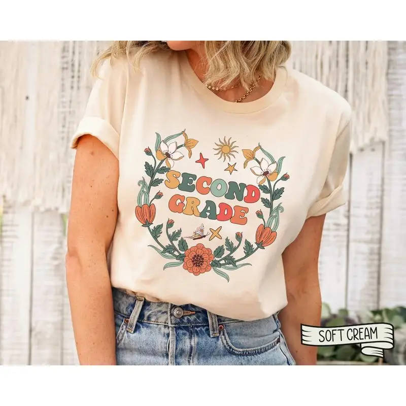 تي شيرت Theacher من الدرجة الثانية من Wildflowers Team 2nd الابتدائي