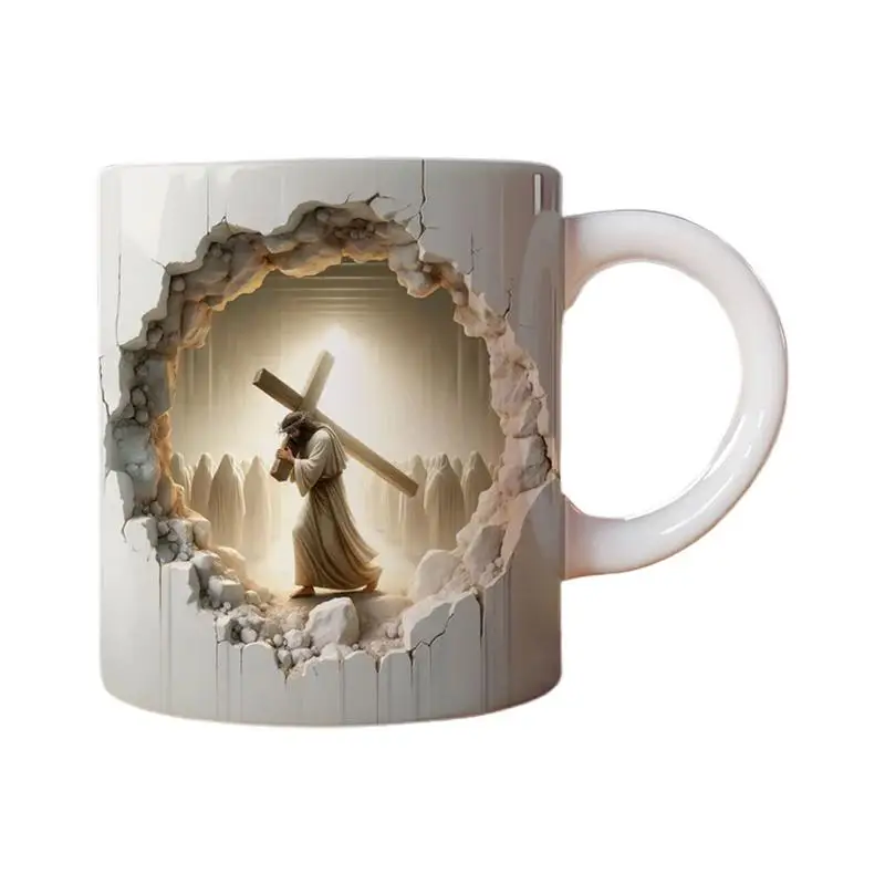 Jesus Ceramic Mug Holiday Teacup Jesus Catholic Cappuccino Espresso Latte Tea Milk Cup Christian Coffee Mugs for Friends