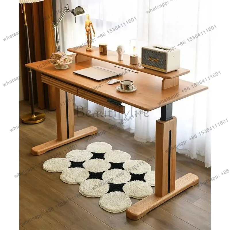 

Solid wood electric desk, adjustable lifting and lowering, household desk, computer desk, silent adjustment workbench
