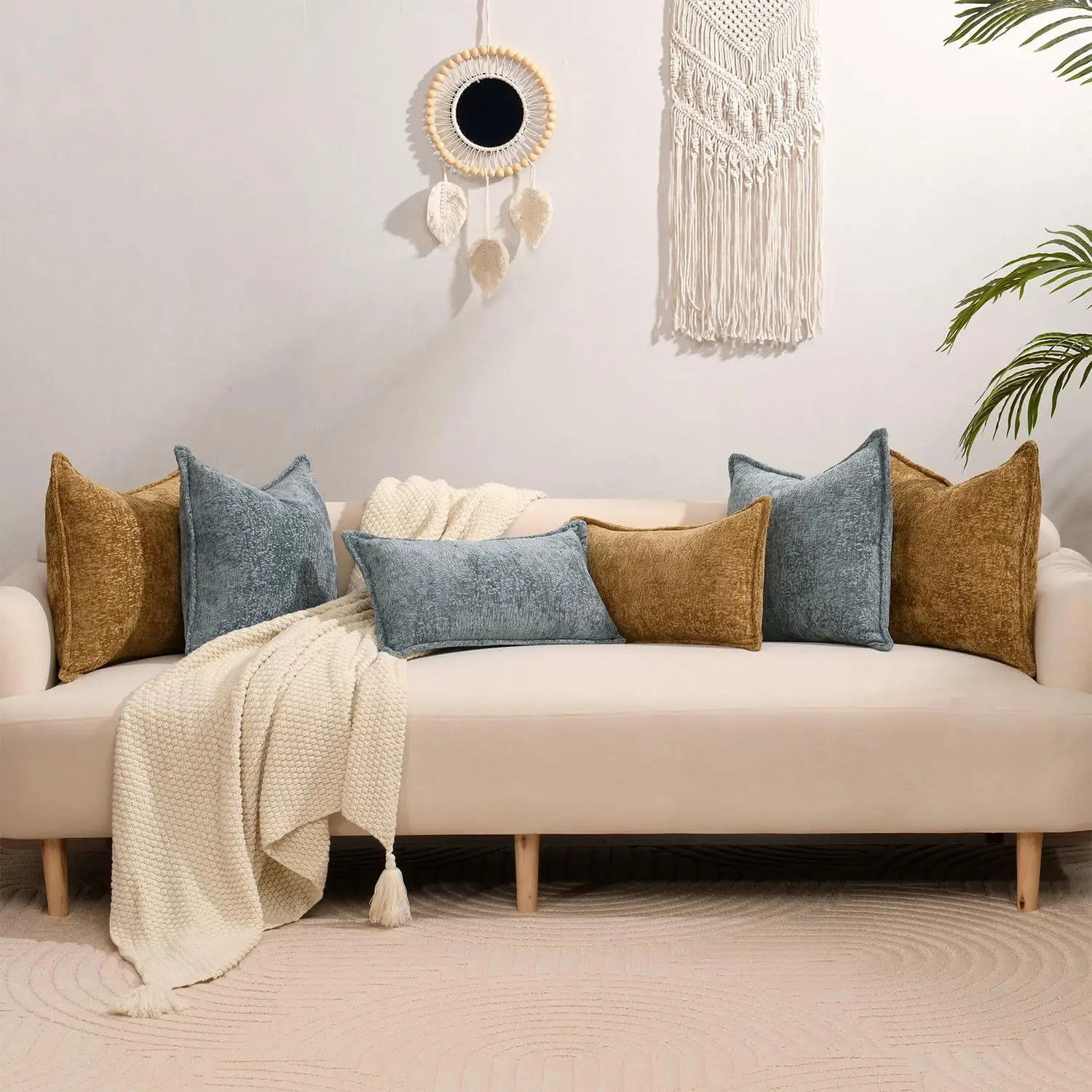 Ins Nordic Cushion Cover Thickened Chenille Throw Pillow Covers Green Decorative 45x45/50x50/65X65cm Sofa Bed Living Room Decor