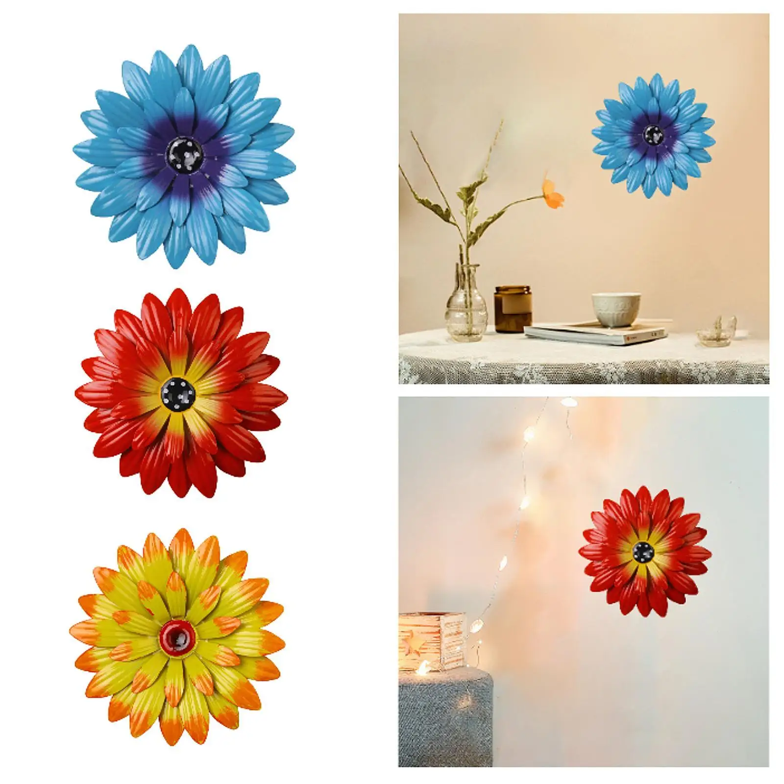 

Iron Floral Wall Decor Sturdy Ornament 20 Cm Diameter for Balcony And Garden