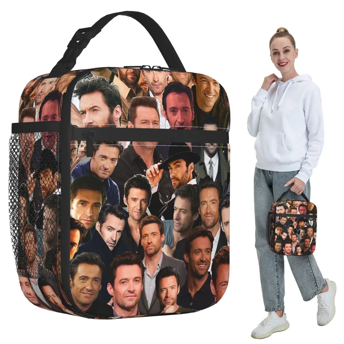 

Хью Джекман, изолированная сумка для обеда с фотоколлажем для женщин, офисный холодильник, термоящик для еды, портативная сумка для обеда, контейнер