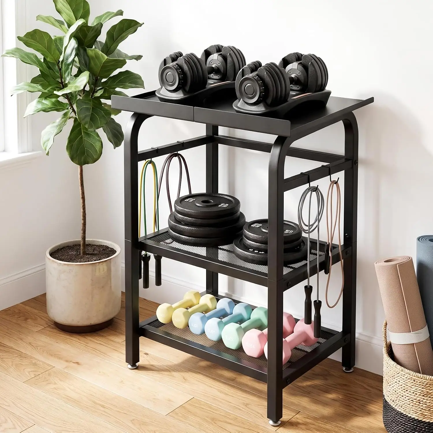 Home Gym Dumbbell Rack Stand For Adjustable Weights Holds 500 Pounds