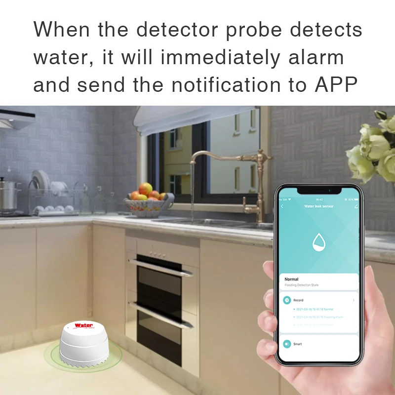 Tuya Smart Zigbee Water Leak Detector Flood Sensor APP Remote Monitoring Flood Alert Overflow On Site Alarm Need Zigbee Hub