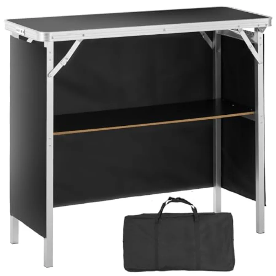 

Folding Portable Bar Table, Tradeshow Podium Table for Indoor, Outdoor, Party, Picnic, Exhibition, Includes Carrying Case, Stor