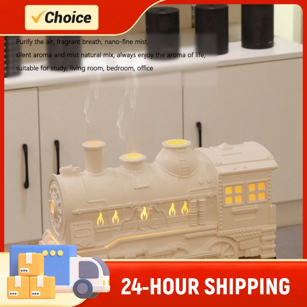 300ml Mini Train Shape Humidifier with Light Aromatherapy Diffuser Remote Control Magic Train Humidifier for Bedroom Living Room