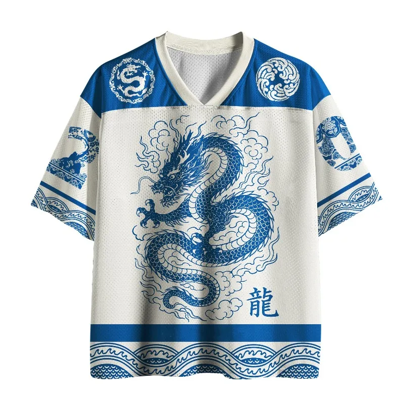

2026 New Sports Short Sleeved Shirt, V-neck Short Sleeved T-shirt, Sports Fashion 3D Printed Quick Drying Fun Mesh Jersey