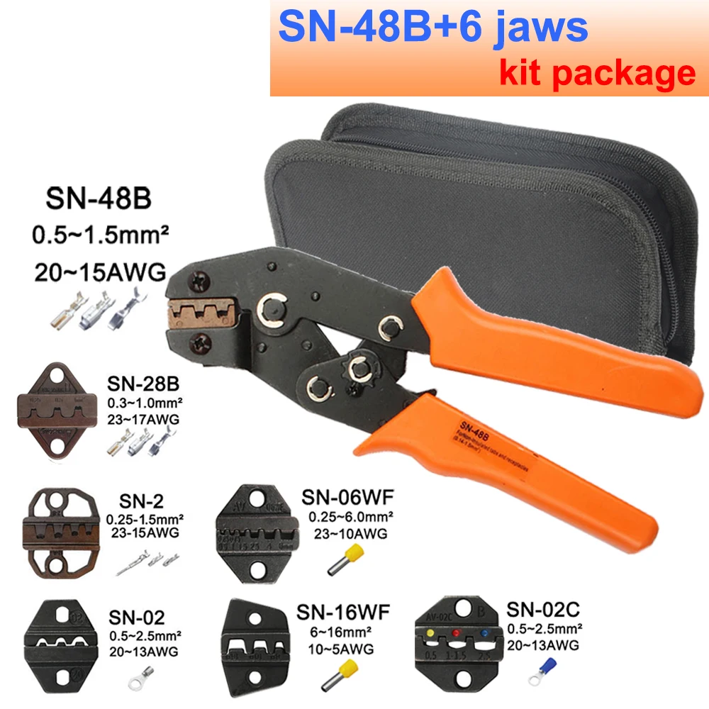 Crimping pliers SN-48B 7 jaw for 2.8 4.8 C3 XH2.54 3.96 2510 pulg/tube/insuated terminals kit bag electric clamp brand tools